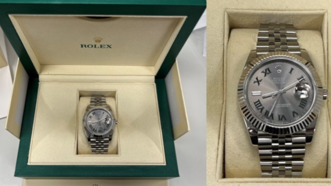 Photos provided by the Burnaby RCMP show a watch that turned out to be a counterfeit Rolex. 