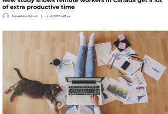 加拿大在家工作的人把获得的大量额外时间的近半用于工作