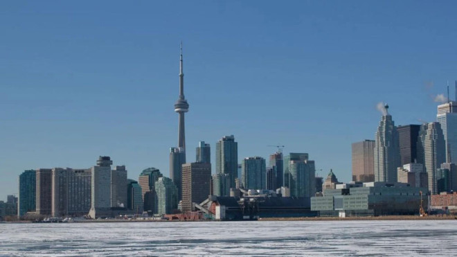 Toronto's skyline during winter