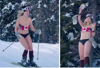美丽冻人！48岁女明星在加拿大穿比基尼滑雪！