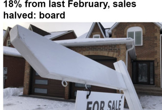 大多伦多房价比去年2月下跌18%，销售量减半