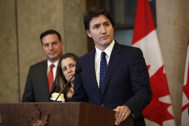 Justin Trudeau during a news conference in Ottawa, Ontario, on Friday.