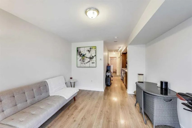 A bachelor unit at 78 Tecumseth St. for $460,000 has wood floors throughout the apartment.