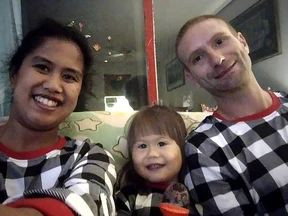 Paul Schmidt with fiancee Ashley Umali and daughter Erica.