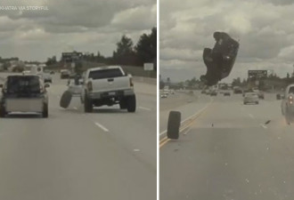 视频疯传:轮胎飞出将小车撞飞360度翻转 落地后再撞…