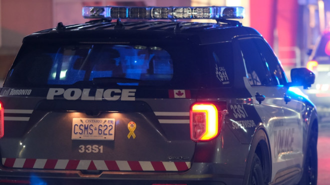 A Toronto police cruiser is seen in North York on Sunday, Jan. 23, 2022. (Simon Sheehan/CP24)