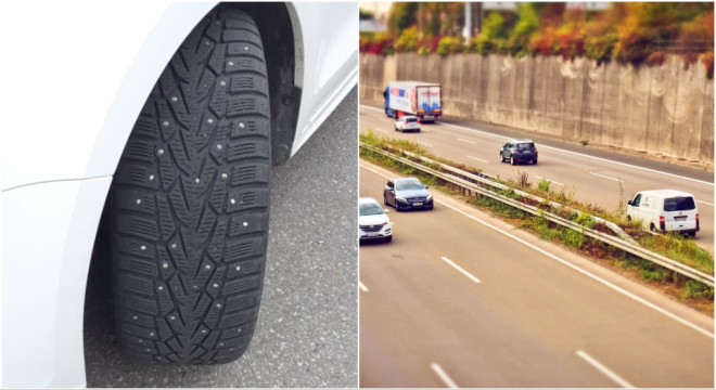 A driver in Ontario has been pulled over for using studded tires, which are illegal in southern Ontario. (OPP)