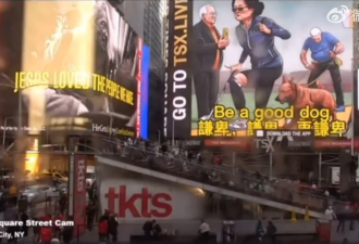 蔡麦会之前 纽约时报广场出现骂蔡广告“当美国走狗”