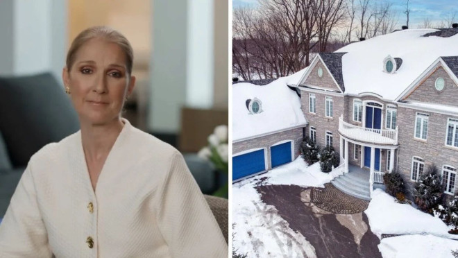 Celine Dion.  Right: House for sale in Laval belonging to Celine Dion.