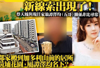 谭家扶持蔡天凤另有目的！女方其实就是一个傀儡