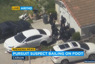 周五大抓捕 洛杉矶数十辆警车追捕谋杀嫌犯