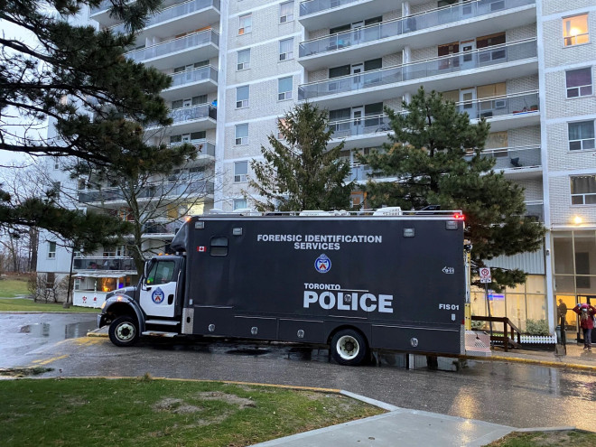 Police on scene following a shooting in Scarborough on Dec. 16, 2022.