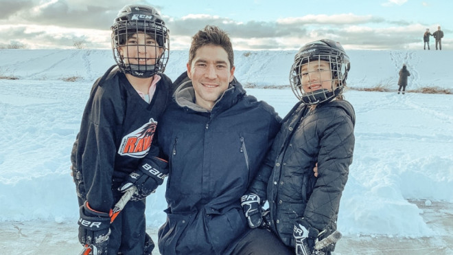 Raymond Sawada, 38, had just celebrated the birthday of one of his two young daughters and was playing rec hockey at the Richmond Ice Centre when he died of a heart attack on April 10, 2023. 