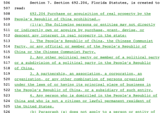 佛州通过禁中国人买房法案 违者房屋或充公？