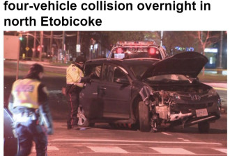 多伦多4车相撞事故一死二伤