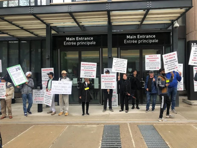 Solo landlords peacefully protest against the LTB delays at TribunalsOntario office in Toronto - SOLO