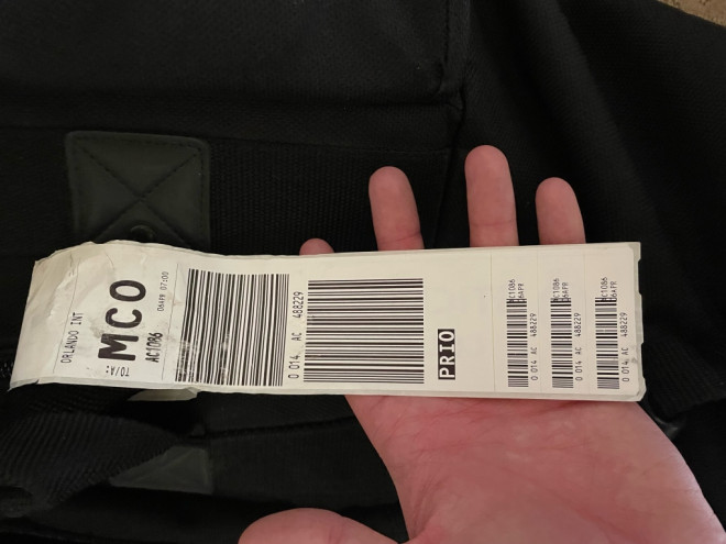 An image of Muchnik's baggage tag from his departing flight at Toronto Pearson to Orlando International Airport. (Courtesy of Jake Muchnik)