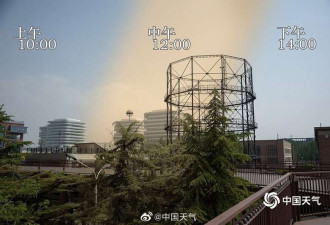 北京遭遇沙尘天气: 看沙尘前后天空对比