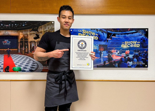 In early February, Markham-born culinary sensation Wallace Wong set a new Guinness world record for the most cucumber slices chopped in 30 seconds—while blindfolded. The Top Chef Canada alum spoke with us about why he cooks with his shirt off, and how, exactly, one becomes the fastest chopper in the world