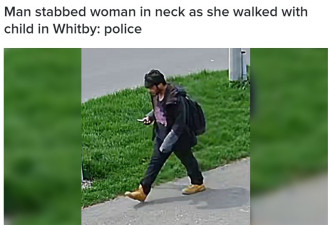 女人带孩子散步时遭陌生男人刺伤