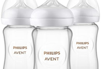 Philips 新安怡透明玻璃天然婴儿奶瓶3件装 带自然响应奶嘴