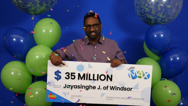 Jayasinghe Jayasinghe of Windsor, Ont. is the lucky winner of $35 million Lotto Max prize. (Source: OLG)