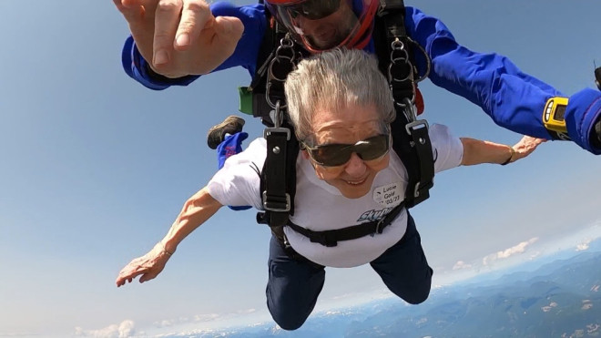 A B.C. senior celebrated her 99th birthday by jumping out of an airplane. 