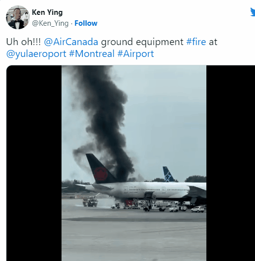 加拿大国际机场突发火灾！加航波音777机尾被烧毁