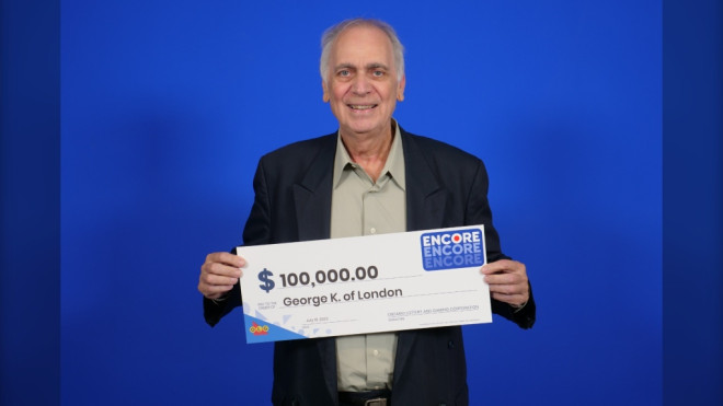 77-year-old George Koumanis of London, Ont. is celebrating a lotto win of $100,000. (Source: OLG) 