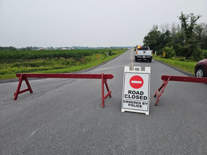 Ontario Provincial Police say the pilot of a plane died in a crash on Power Dam Road, east of Alexandria, on Wednesday. (Aaron Reid/CTV News Ottawa)