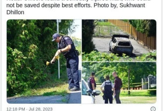 加拿大华裔门外枪声大作 男子死亡 汽车遭焚烧只剩钢架