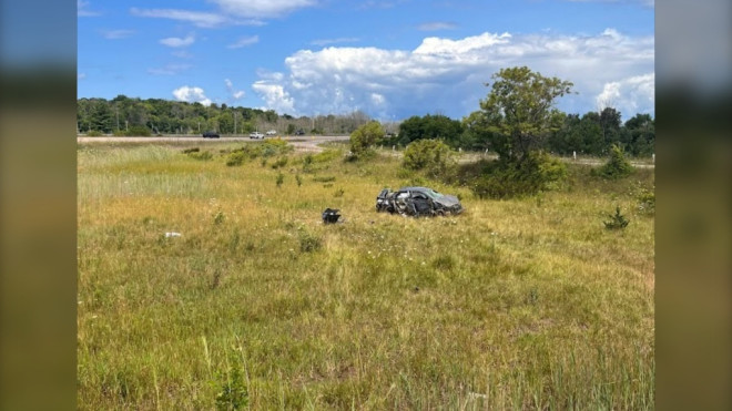 A photo of the vehicle that left the roadway on Highway 400 on Sun., July 30 (supplied). 