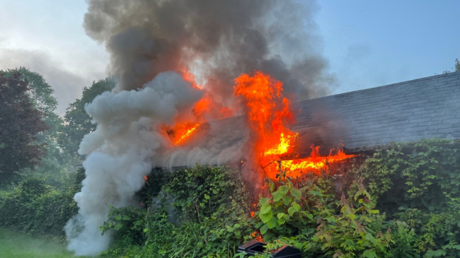 Damage is estimated at $75,000 after a garage fire in London on Aug. 9, 2023. (Source: London fire)
