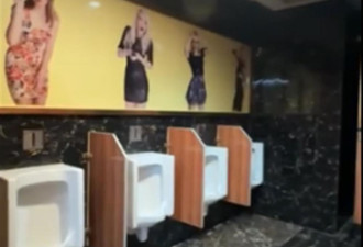 傻眼：中国一商场男厕墙上挂满女子性感海报