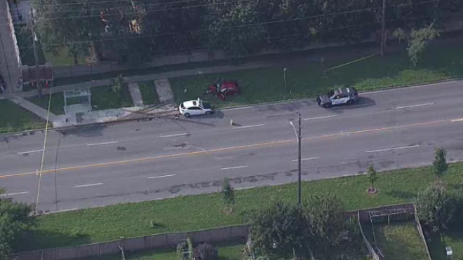 A collision at Steeles Avenue East and McCowan Road on Aug. 10, 2023. 
