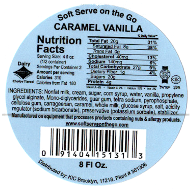 Soft Serve on the Go - Caramel Vanilla (ice cream) - 8 fl oz - Label