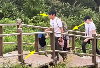 撒贝宁一家4口爬山 4岁混血龙凤胎正面照曝光
