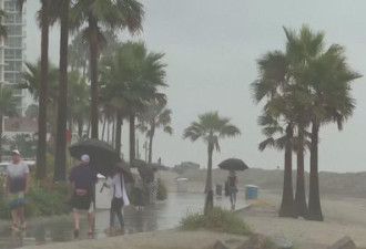 风暴“希拉里”给加利福尼亚州带洪水暴雨