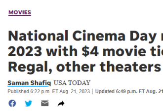 “全国电影日”！全美国电影院将$4看电影