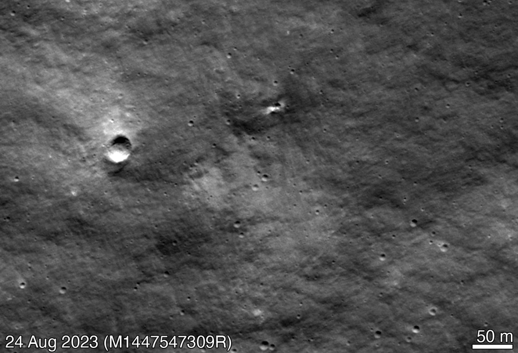 多了一个洞！NASA公布俄罗斯Luna-25坠毁地点照片