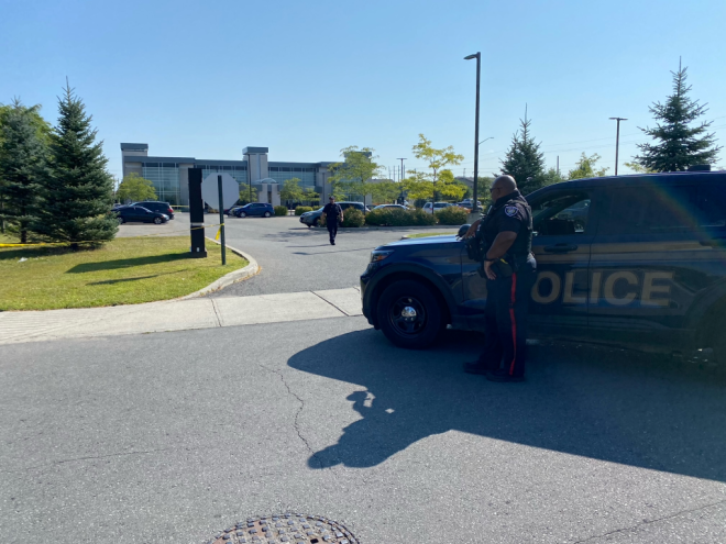Ottawa police are investigating a fatal shooting outside the Infinity Convention Centre in Ottawa. Sept. 3, 2023. Two people were killed and six people were injured. (Natalie van Rooy/CTV News Ottawa)