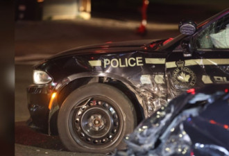 偷车贼撞两辆警车两警察受伤