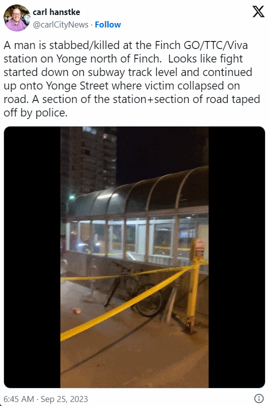 多伦多华人路遇Yonge/Finch命案现场！20岁小伙街头被刺！