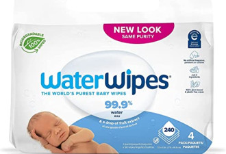 WaterWipes 无塑料原装婴儿湿巾，240 片（4 包）