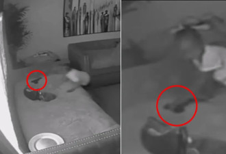 视频:把上膛手枪乱扔沙发 3岁女拿来自轰血溅当场
