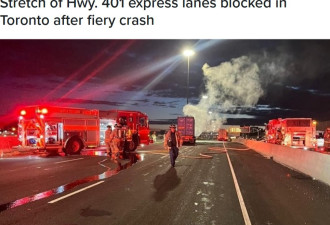 两辆卡车相撞多伦多一段401高速公路封闭
