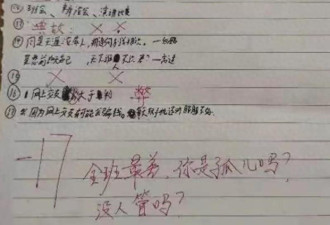 “你是孤儿吗”老师批作业写侮辱评语 教育局回应