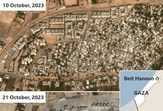 以巴冲突：卫星显示加沙地带空袭前后