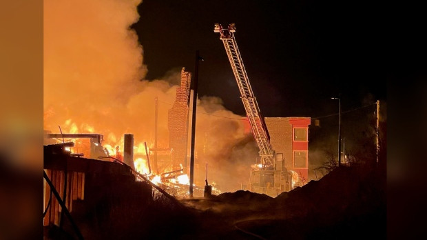 aerial fire truck destroyed Vaughan fire