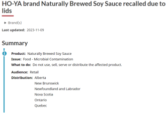 多伦多华人超市、Costco六款热销产品被召回：酱油、蜜瓜...